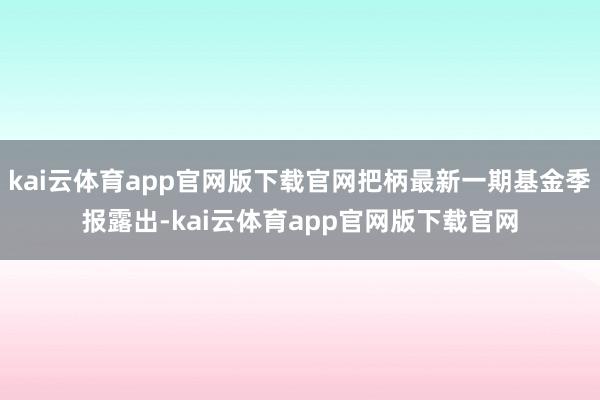 kai云体育app官网版下载官网把柄最新一期基金季报露出-kai云体育app官网版下载官网