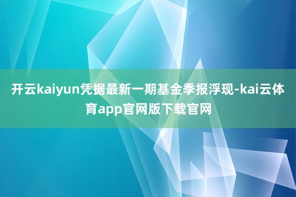 开云kaiyun凭据最新一期基金季报浮现-kai云体育app官网版下载官网