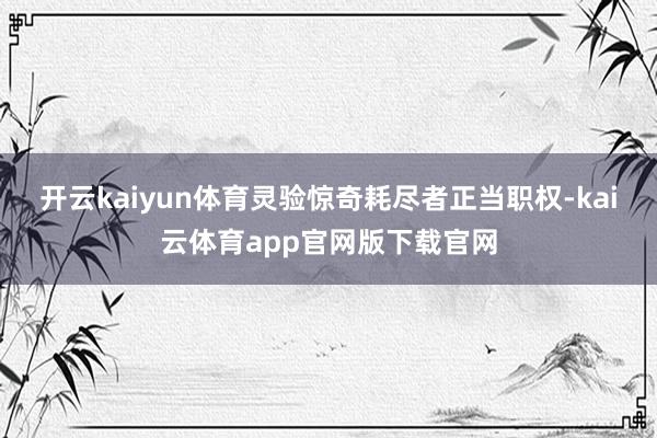 开云kaiyun体育灵验惊奇耗尽者正当职权-kai云体育app官网版下载官网