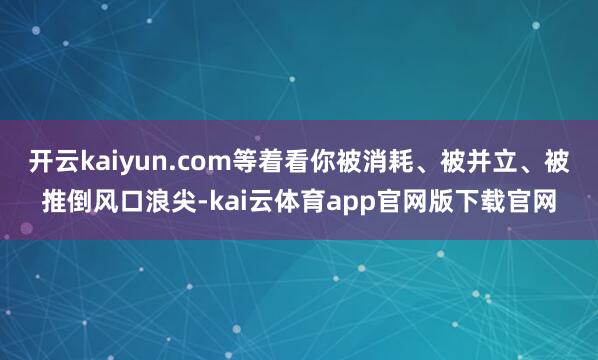开云kaiyun.com等着看你被消耗、被并立、被推倒风口浪尖-kai云体育app官网版下载官网